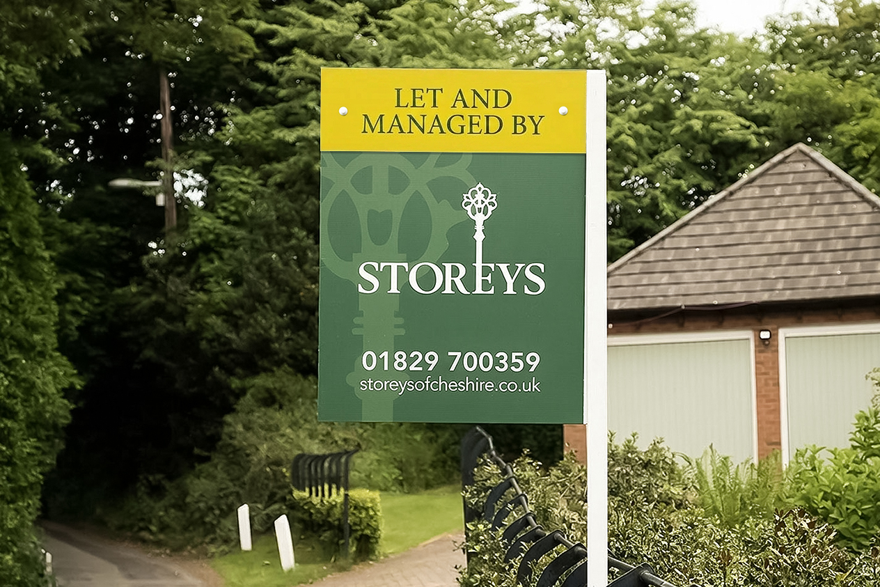 Storeys Of Cheshire To Let board